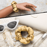 Gold Skinny Scrunchie – 100% Pure Mulberry Silk, Perfect for All Hair Types - NOCHKA