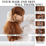 Gold Skinny Scrunchie – 100% Pure Mulberry Silk, Perfect for All Hair Types - NOCHKA