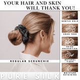 Graphite Gray Regular Scrunchie – 100% Pure Mulberry Silk, Perfect for All Hair Types - NOCHKA