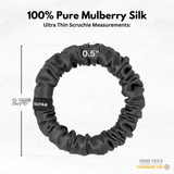 Graphite Gray Ultra Skinny Scrunchie – 100% Pure Mulberry Silk, Perfect for All Hair Types - NOCHKA