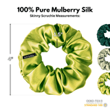 Green Shades of 3 Skinny Mulberry Silk Scrunchies | 100% Silk - NOCHKA