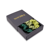 Green Shades of 3 Skinny Mulberry Silk Scrunchies | 100% Silk - NOCHKA