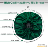 Hunter Green & Black Pure Mulberry Silk Bonnet – Reversible & Durable - NOCHKA