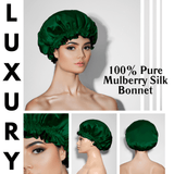 Hunter Green & Black Pure Mulberry Silk Bonnet – Reversible & Durable - NOCHKA