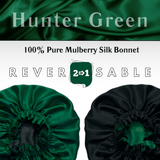 Hunter Green & Black Pure Mulberry Silk Bonnet – Reversible & Durable - NOCHKA