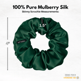 Hunter Green Skinny Scrunchie – 100% Pure Mulberry Silk, Perfect for All Hair Types - NOCHKA