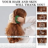 Hunter Green Skinny Scrunchie – 100% Pure Mulberry Silk, Perfect for All Hair Types - NOCHKA