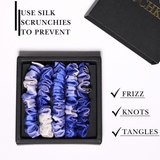Indigo Tie Dye Ultra - Skinny Silk Scrunchies (Set of 5) - NOCHKA
