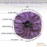 Iris & Black Pure Mulberry Silk Bonnet – Reversible & Durable - NOCHKA