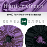 Iris & Black Pure Mulberry Silk Bonnet – Reversible & Durable - NOCHKA