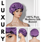 Iris & Black Pure Mulberry Silk Bonnet – Reversible & Durable - NOCHKA
