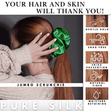 Kelly Green Jumbo Scrunchie – 100% Pure Mulberry Silk, Perfect for All Hair Types - NOCHKA