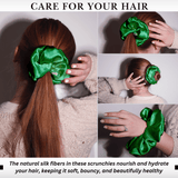 Kelly Green Jumbo Scrunchie – 100% Pure Mulberry Silk, Perfect for All Hair Types - NOCHKA