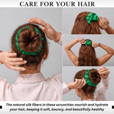 Kelly Green Regular Scrunchie – 100% Pure Mulberry Silk, Perfect for All Hair Types - NOCHKA