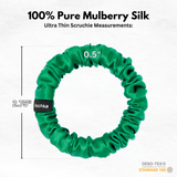 Kelly Green Ultra Skinny Scrunchie – 100% Pure Mulberry Silk, Perfect for All Hair Types - NOCHKA