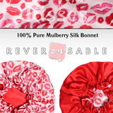 Kiss Print Pure Mulberry Silk Bonnet – Reversible & Durable - NOCHKA