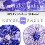 Lavender Indigo Pure Mulberry Silk Bonnet – Reversible & Durable - NOCHKA