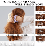 Lavender Shades of 3 Skinny Mulberry Silk Scrunchies | 100% Silk - NOCHKA