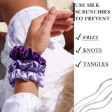 Lavender Shades of 3 Skinny Mulberry Silk Scrunchies | 100% Silk - NOCHKA
