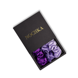 Lavender Shades of 3 Skinny Mulberry Silk Scrunchies | 100% Silk - NOCHKA