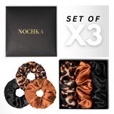 Leopard Shades of 3 Regular Mulberry Silk Scrunchies | 100% Silk - NOCHKA