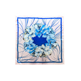 Lilies on Blush Mulbery Silk Square Scarf - NOCHKA
