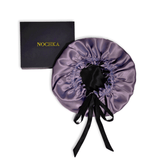 Midnight Lavender and Black Reversible Bonnet with Thin Ties - NOCHKA