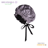 Midnight Lavender and Black Reversible Bonnet with Thin Ties - NOCHKA