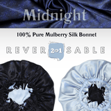Midnight Print Pure Mulberry Silk Bonnet – Reversible & Durable - NOCHKA