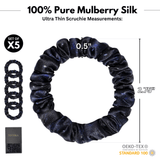 Midnight Ultra - Skinny Silk Scrunchies (Set of 5) - NOCHKA