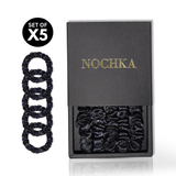 Midnight Ultra - Skinny Silk Scrunchies (Set of 5) - NOCHKA