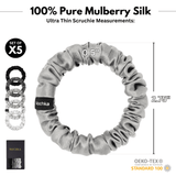 Monochrome Shades Ultra - Skinny Silk Scrunchies (Set of 5) - NOCHKA