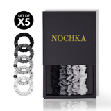 Monochrome Shades Ultra - Skinny Silk Scrunchies (Set of 5) - NOCHKA