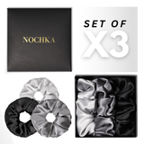 Monogram Shades of 3 Regular Mulberry Silk Scrunchies | 100% Silk - NOCHKA