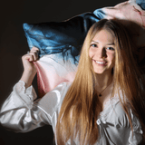 Navy Blue and Blush 100% Pure Mulberry Silk Pillowcase - Envelope - NOCHKA