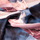 Navy Blue and Blush Print 100% Pure Mulberry Silk Fabric 19mm 54" Width Pre - Cut Silk Fabric - NOCHKA