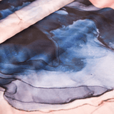 Navy Blue and Blush Print 100% Pure Mulberry Silk Fabric 19mm 54" Width Pre - Cut Silk Fabric - NOCHKA