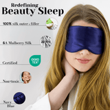 Navy Blue Pure Silk Sleep Mask Set - NOCHKA