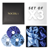 Ocean Shades of 3 Regular Mulberry Silk Scrunchies | 100% Silk - NOCHKA