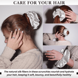 Off White Jumbo Scrunchie – 100% Pure Mulberry Silk, Perfect for All Hair Types - NOCHKA