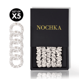 Off White Ultra - Skinny Silk Scrunchies (Set of 5) - NOCHKA