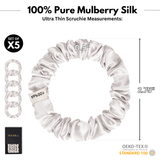 Off White Ultra - Skinny Silk Scrunchies (Set of 5) - NOCHKA