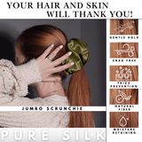 Olive Jumbo Scrunchie – 100% Pure Mulberry Silk, Perfect for All Hair Types - NOCHKA