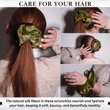 Olive Jumbo Scrunchie – 100% Pure Mulberry Silk, Perfect for All Hair Types - NOCHKA