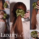 Olive Jumbo Scrunchie – 100% Pure Mulberry Silk, Perfect for All Hair Types - NOCHKA