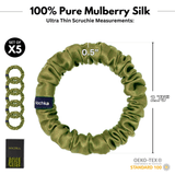 Olive Ultra - Skinny Silk Scrunchies (Set of 5) - NOCHKA
