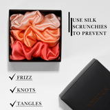 Peach Shades of 3 Regular Mulberry Silk Scrunchies | 100% Silk - NOCHKA