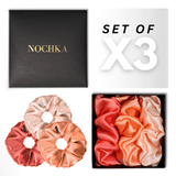 Peach Shades of 3 Regular Mulberry Silk Scrunchies | 100% Silk - NOCHKA