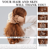 Peach Skinny Scrunchie – 100% Pure Mulberry Silk, Perfect for All Hair Types - NOCHKA