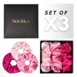 Pink Shades of 3 Regular Mulberry Silk Scrunchies | 100% Silk - NOCHKA